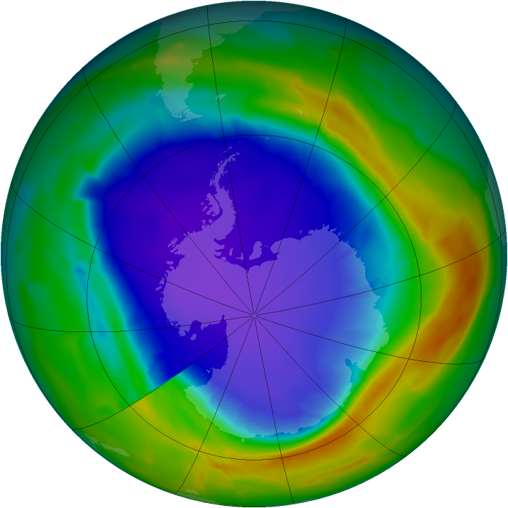 Antarctic ozone map for 28 September 2013